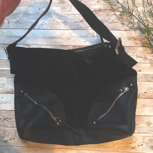 Large black bucket style purse